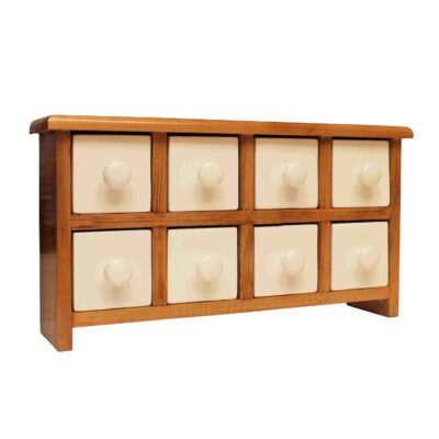 Handcrafted 8 Ceramic Drawers Chest with Wooden Box