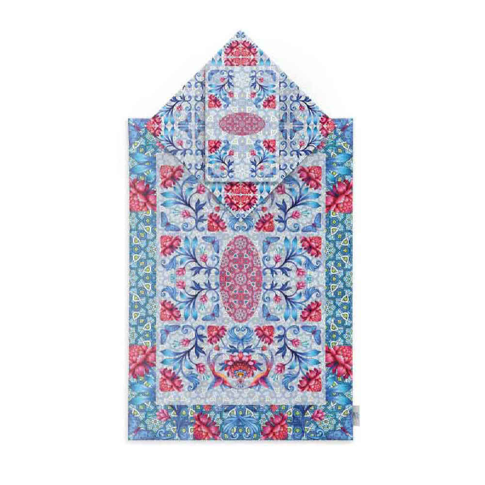 Islamic Prayer Mat Velvet Sajadah with Floral & Butterfly Pattern