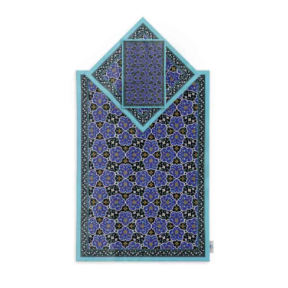 Islamic Prayer Mat Velvet Sajadah with Persian Tiles Design