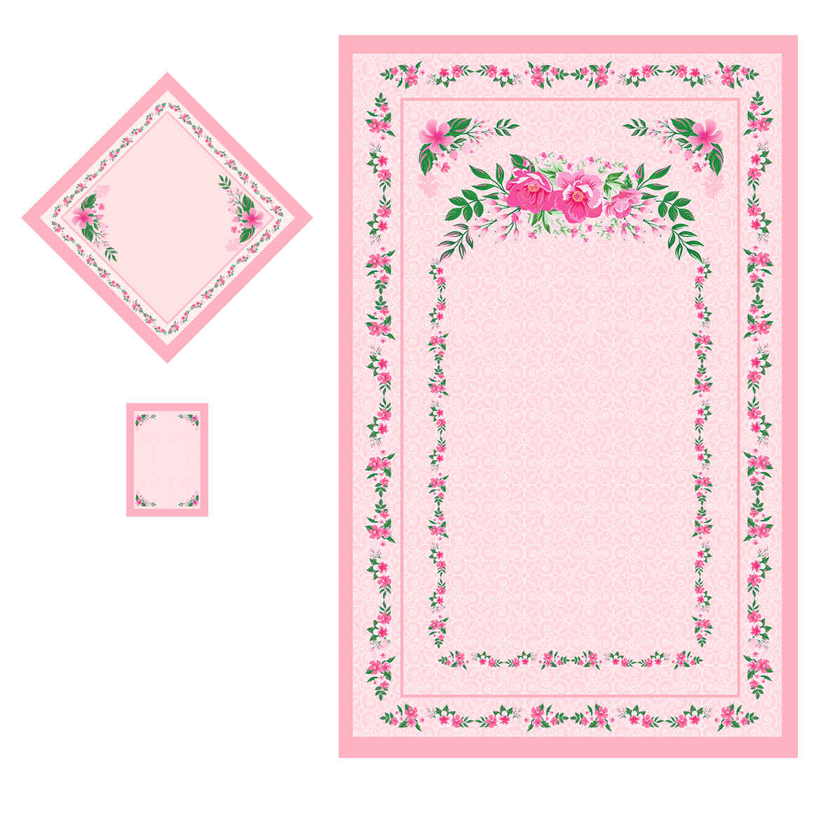 Islamic Prayer Mat Velvet Sajadah with Pink Floral Design