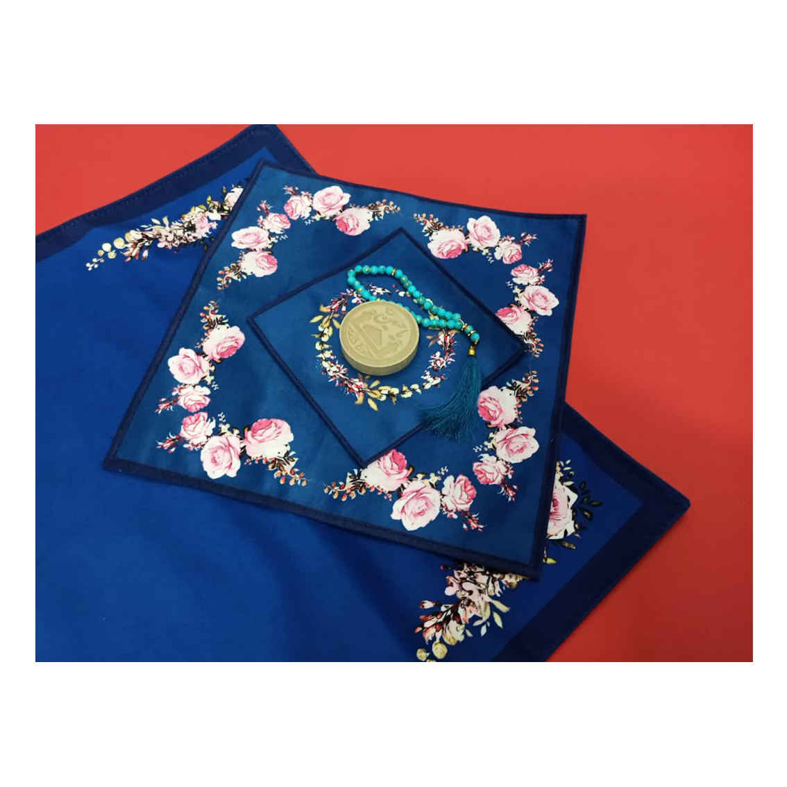 Islamic Prayer Mat Velvet Sajadah with Pink Floral Pattern