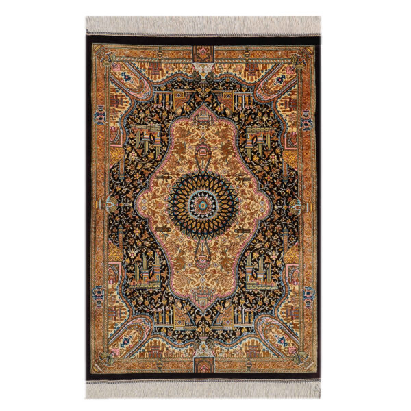 Authentic Persian Prayer Silk Rug Hand-Knotted & Luxurious Sajada Dastbaf