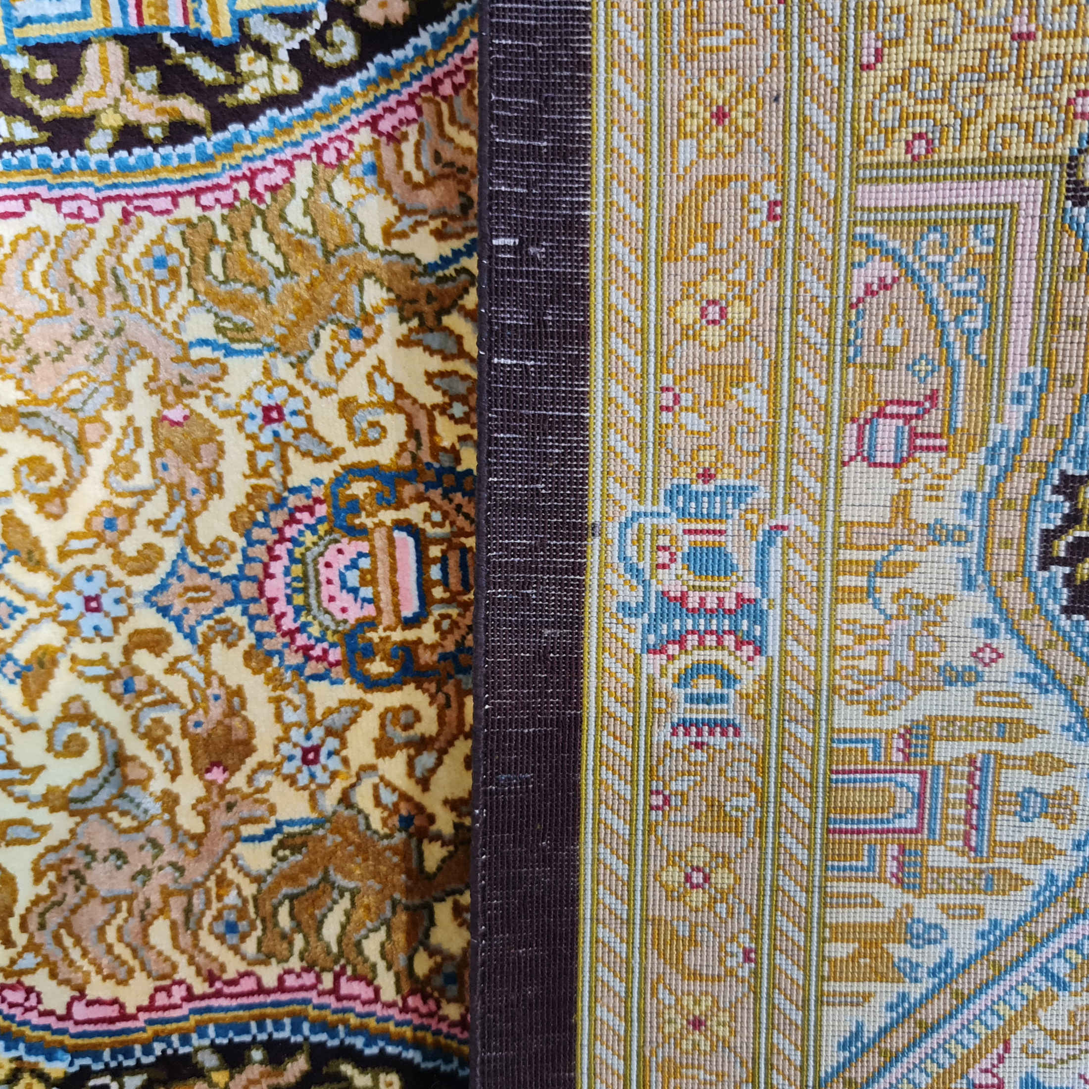 Authentic Persian Prayer Silk Rug Hand-Knotted & Luxurious Sajada Dastbaf