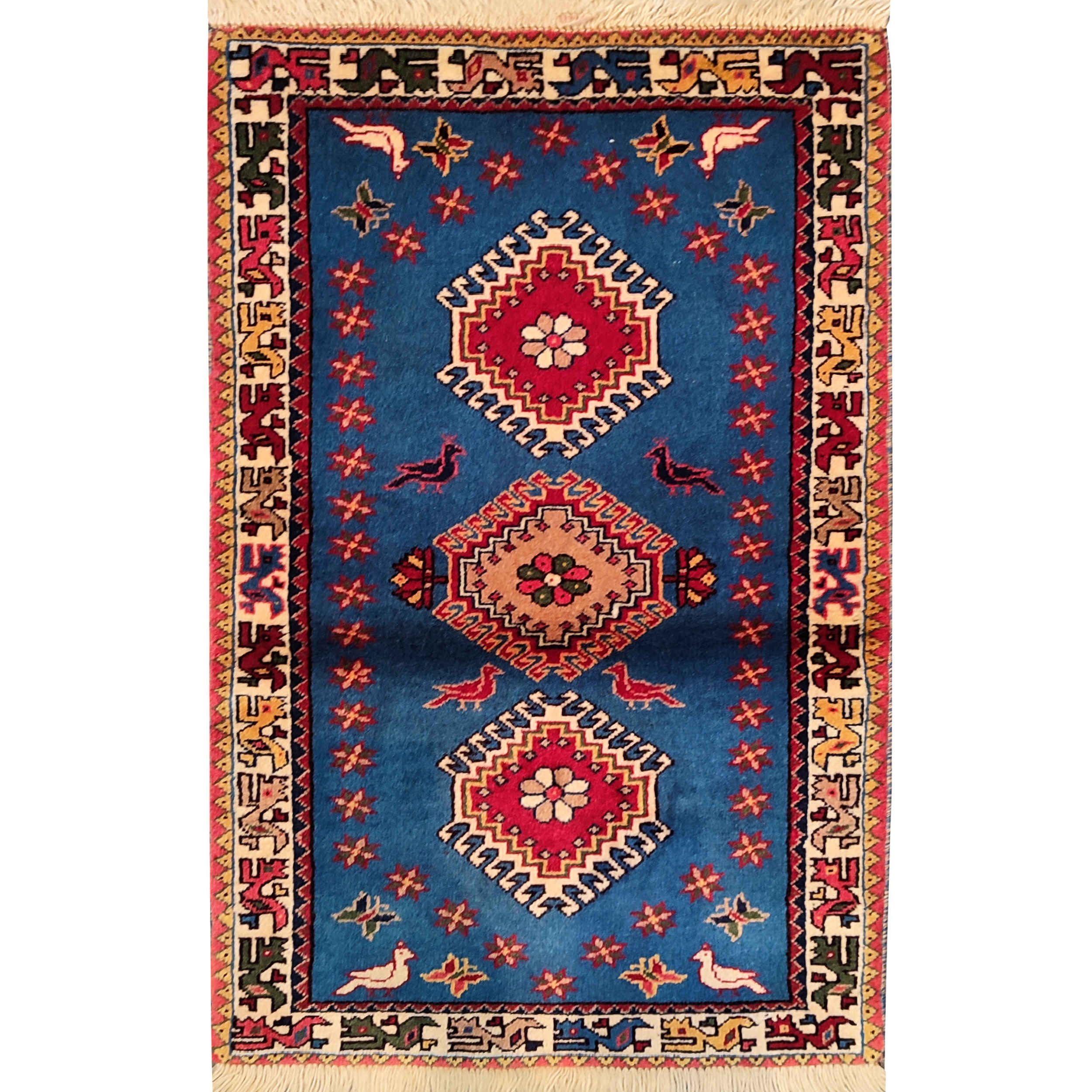 Authentic Persian Prayer Rug Hand-Knotted & Luxurious Sajada Diamond
