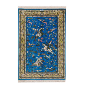 Authentic Persian Prayer Silk Rug Hand-Knotted & Luxurious Sajada Hunting
