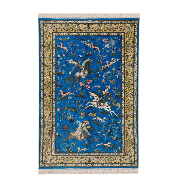 Authentic Persian Prayer Silk Rug Hand-Knotted & Luxurious Sajada Hunting