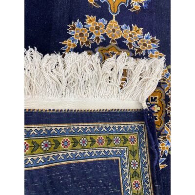 Authentic Persian Prayer Rug Hand-Knotted & Luxurious Sajada Navy Blue