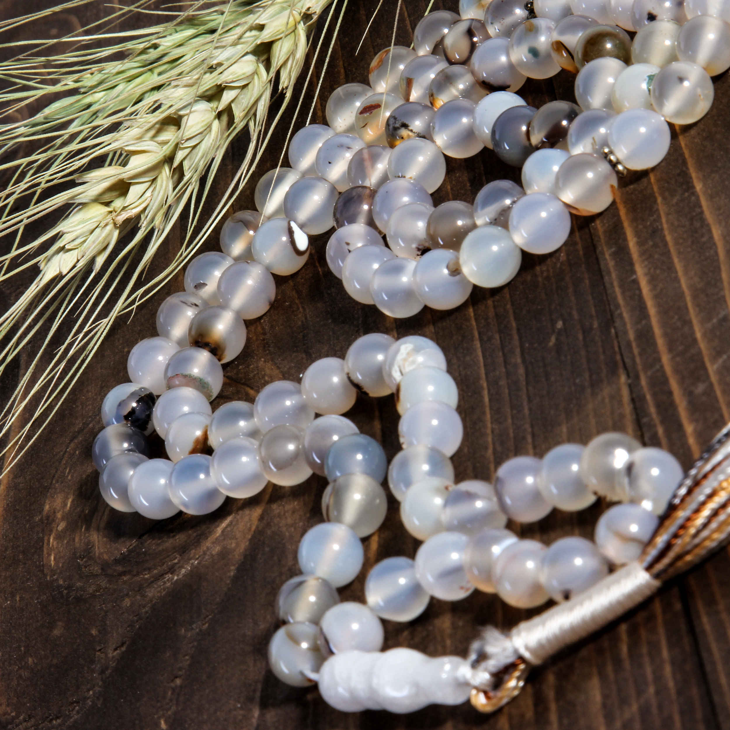 Islamic Sulemani Hakik Rosary Crafted with 101 Prayer Beads Tasbih Gray