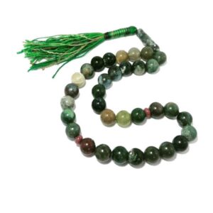 Islamic Rosary Prayer Beads with Green Agate Gemstone