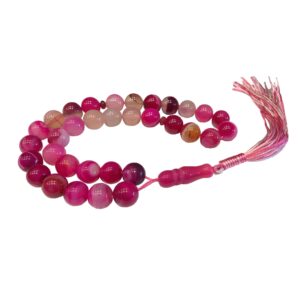 Islamic Rosary Prayer Beads with Pink Agate