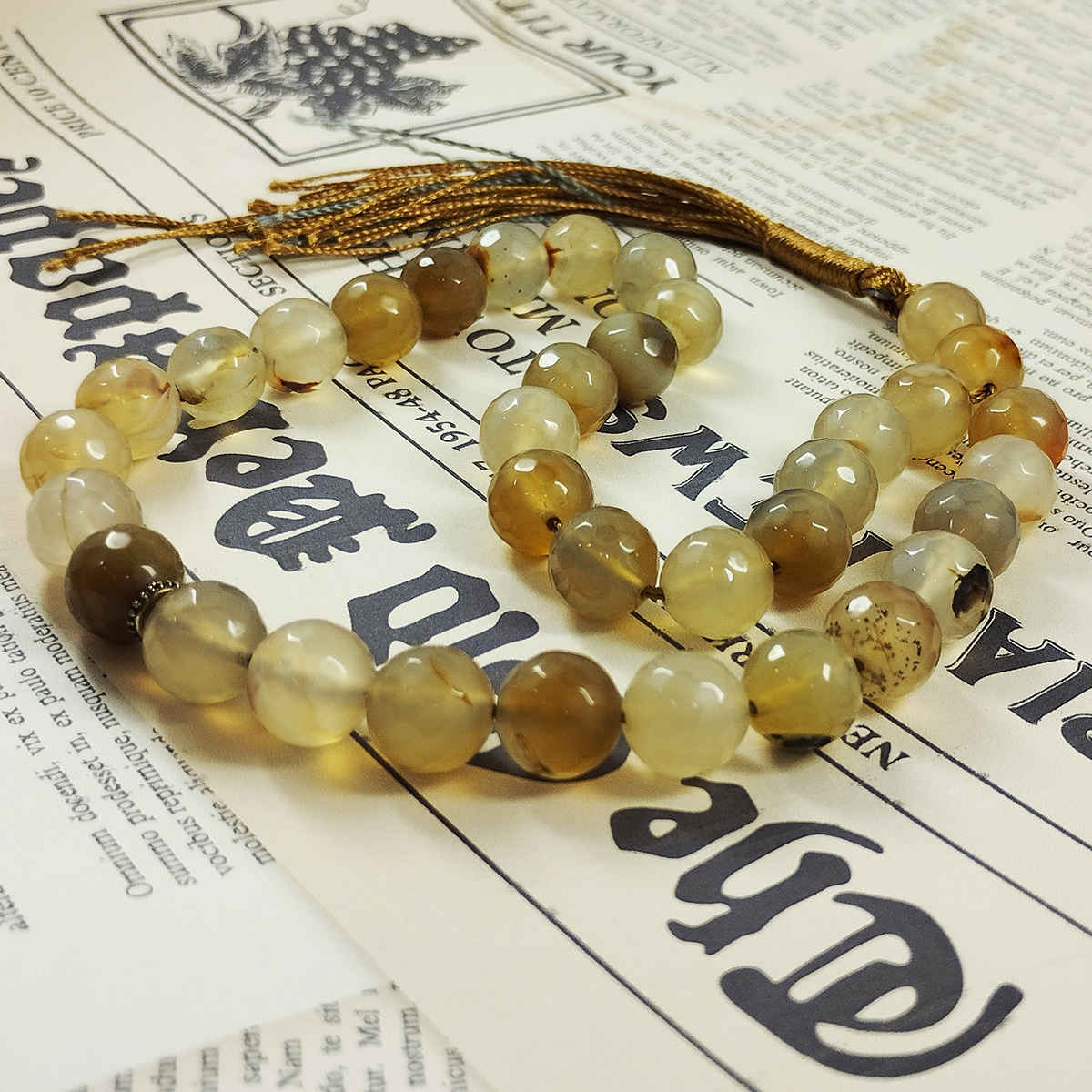 Islamic Dendritic Agate Rosary Crafted with 33 Prayer Beads Tasbih