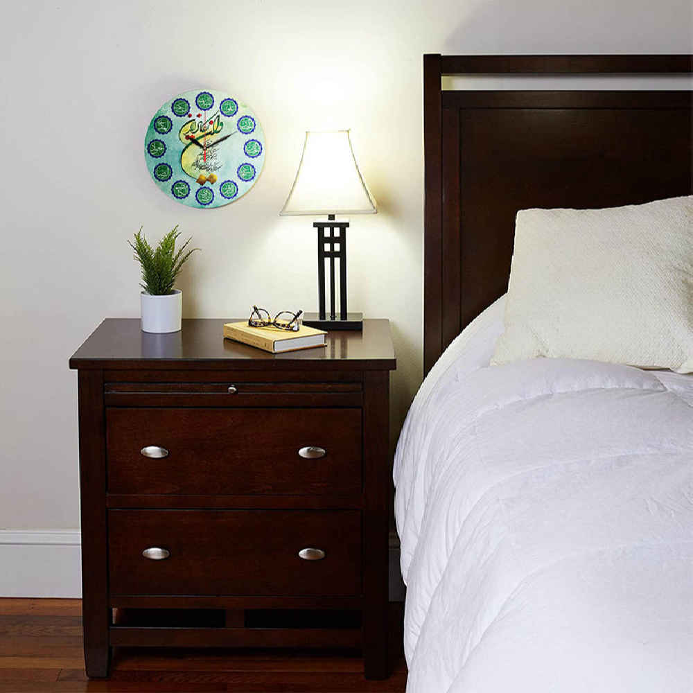 Muslim Style Wall Clock Featuring Wa In Yakad & Twelve Imams Printed Elegance