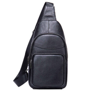 Leather Sling Shoulder Bag for Men & Women Black Color