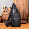 Leather Sling Shoulder Bag for Men & Women Black Color