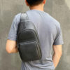Leather Sling Shoulder Bag for Men & Women Black Color