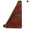 Leather Sling Shoulder Bag Featuring Multiple Compartments