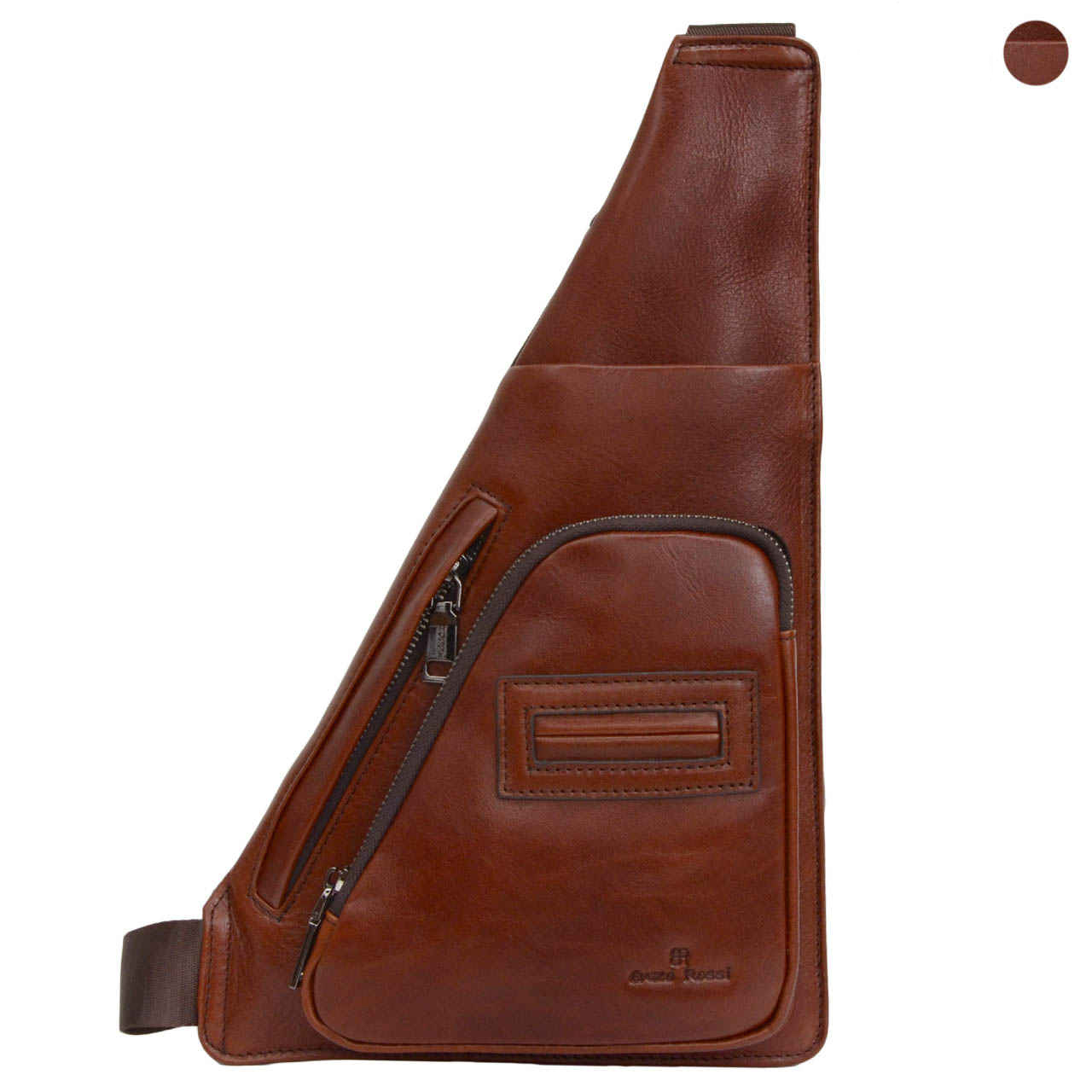 Leather Sling Shoulder Bag Featuring Multiple Compartments
