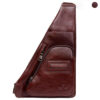 Leather Sling Shoulder Bag Featuring Multiple Compartments