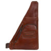 Leather Sling Shoulder Bag Featuring Multiple Compartments