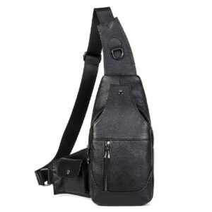 Leather Sling Shoulder Bag for Men & Women with Side Pockets