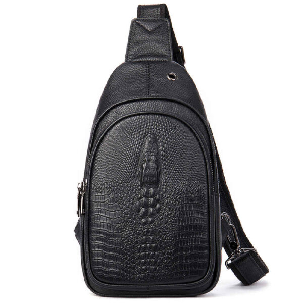 Leather Sling Shoulder Bag with Polyester Cotton Lining