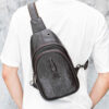 Leather Sling Shoulder Bag with Polyester Cotton Lining