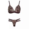 Lingerie Set Bra & Thong for Women Chic Floral-Designed