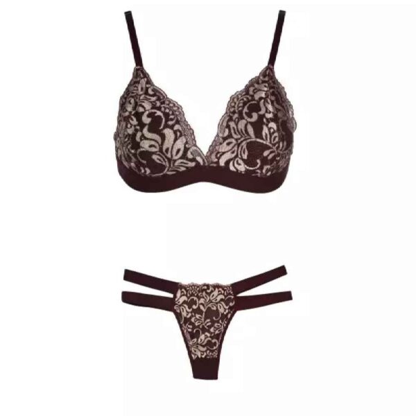 Lingerie Set Bra & Thong for Women Chic Floral-Designed