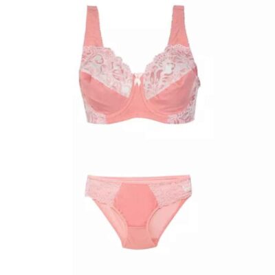 Lingerie Set Lace Bra & Thong With Adjustable Strap For Women