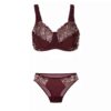 Lingerie Set Lace Bra & Thong With Adjustable Strap For Women