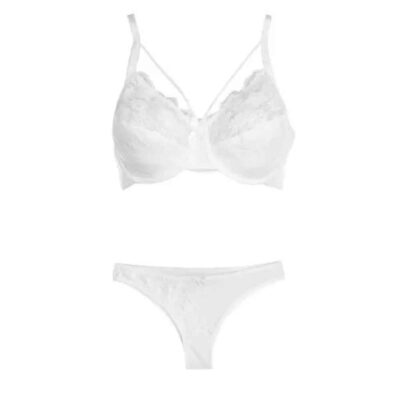 Lingerie Set Lace Bra & Thong With Decorative Bow Tie in the Front