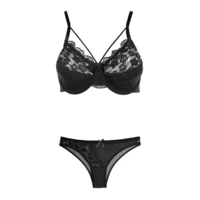Lingerie Set Lace Bra & Thong With Decorative Bow Tie in the Front