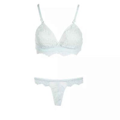 Lingerie Set Lace Bra & Thong With Dentelle Embroidery for Women