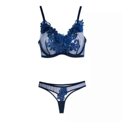 Lingerie Set Sexy Bra & Thong Guipure patchwork Floral-Designed