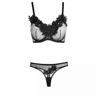 Lingerie Set Sexy Bra & Thong Guipure patchwork Floral-Designed