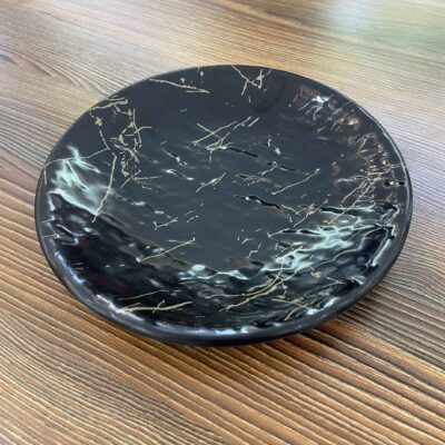 Melamine Plate Set, Microwave Safe Marble Design, Pack of 3