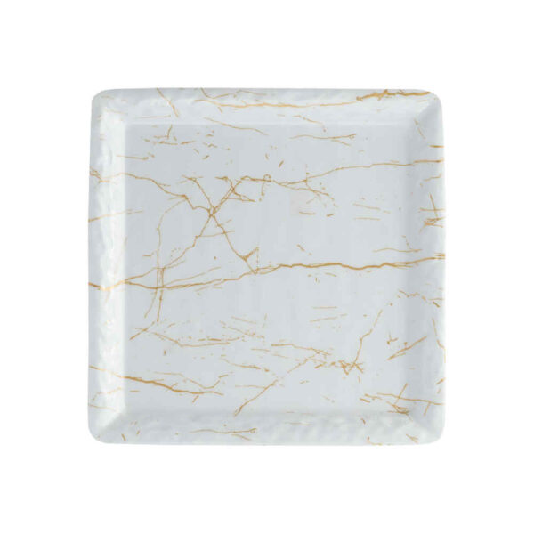 Melamine Plate Set, Square Shape Marble Design, Pack of 3