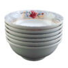 Melamine Dinnerware Bowl Set, Dishwasher Safe - Floral Design (Set of 6)