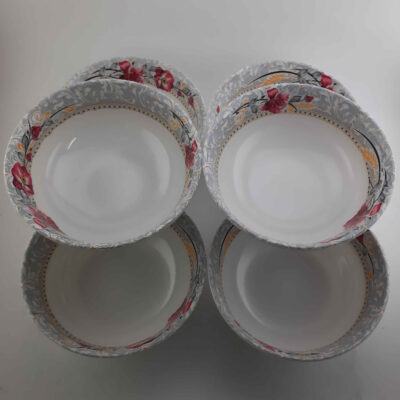 Melamine Dinnerware Bowl Set, Dishwasher Safe – Floral Design (Set of 6)