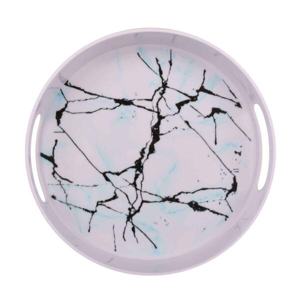 Melamine Serving Tray Round Shape for Drinks Serving Model Marble