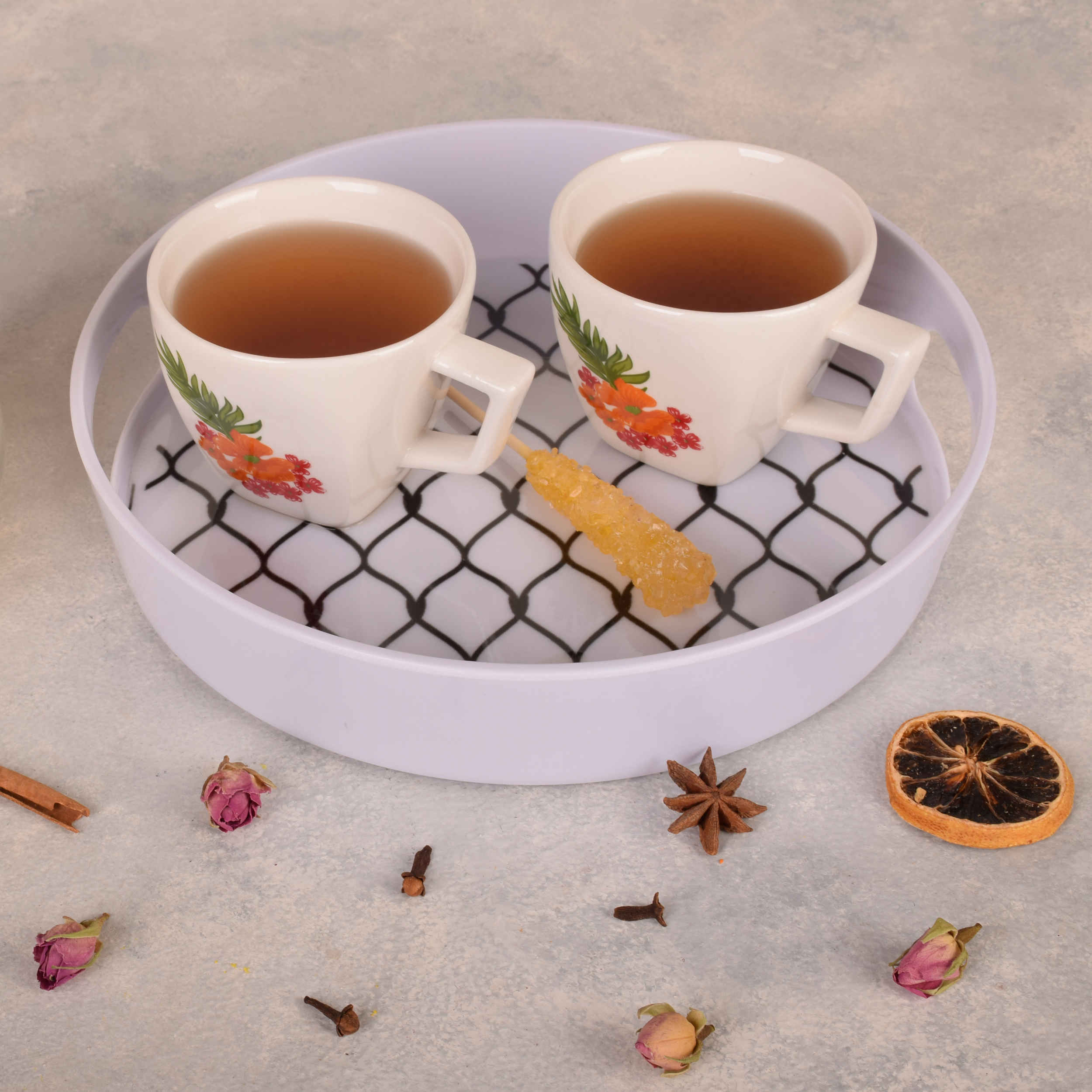 Melamine Serving Tray Round Shape for Food Serving Model Fence