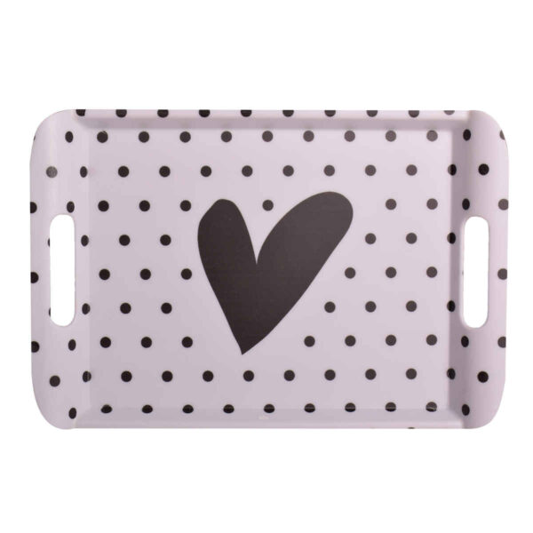 Melamine Serving Tray with Handle Lightweight Heart Design