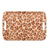 Melamine Serving Tray with Handle Lightweight Leopard Pattern