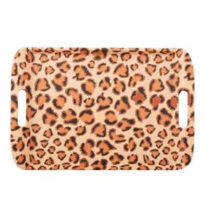 Melamine Tray with Handle Lightweight Leopard Pattern