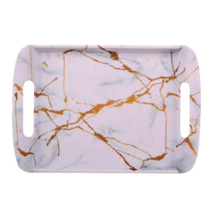 Melamine Tray with Handle Lightweight Marble Design