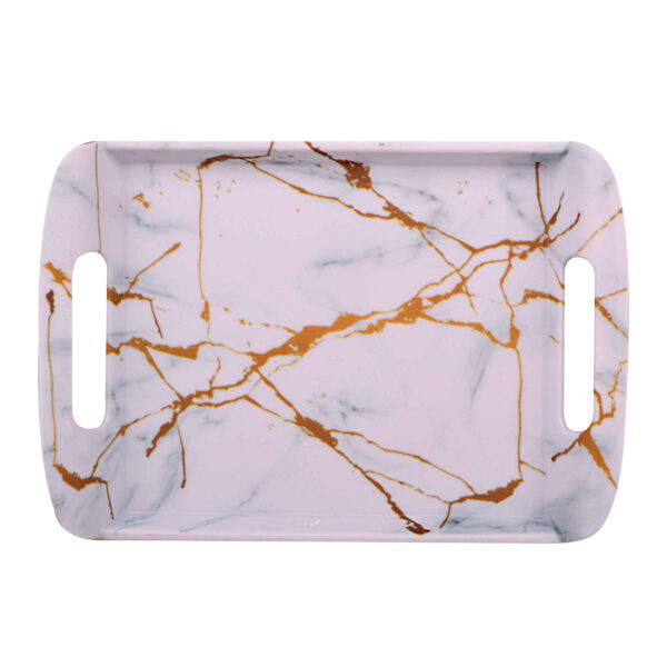 Melamine Serving Tray with Handle Lightweight Marble Design