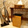 Metal Waste Basket & Tissue Box Set - Diamond Design
