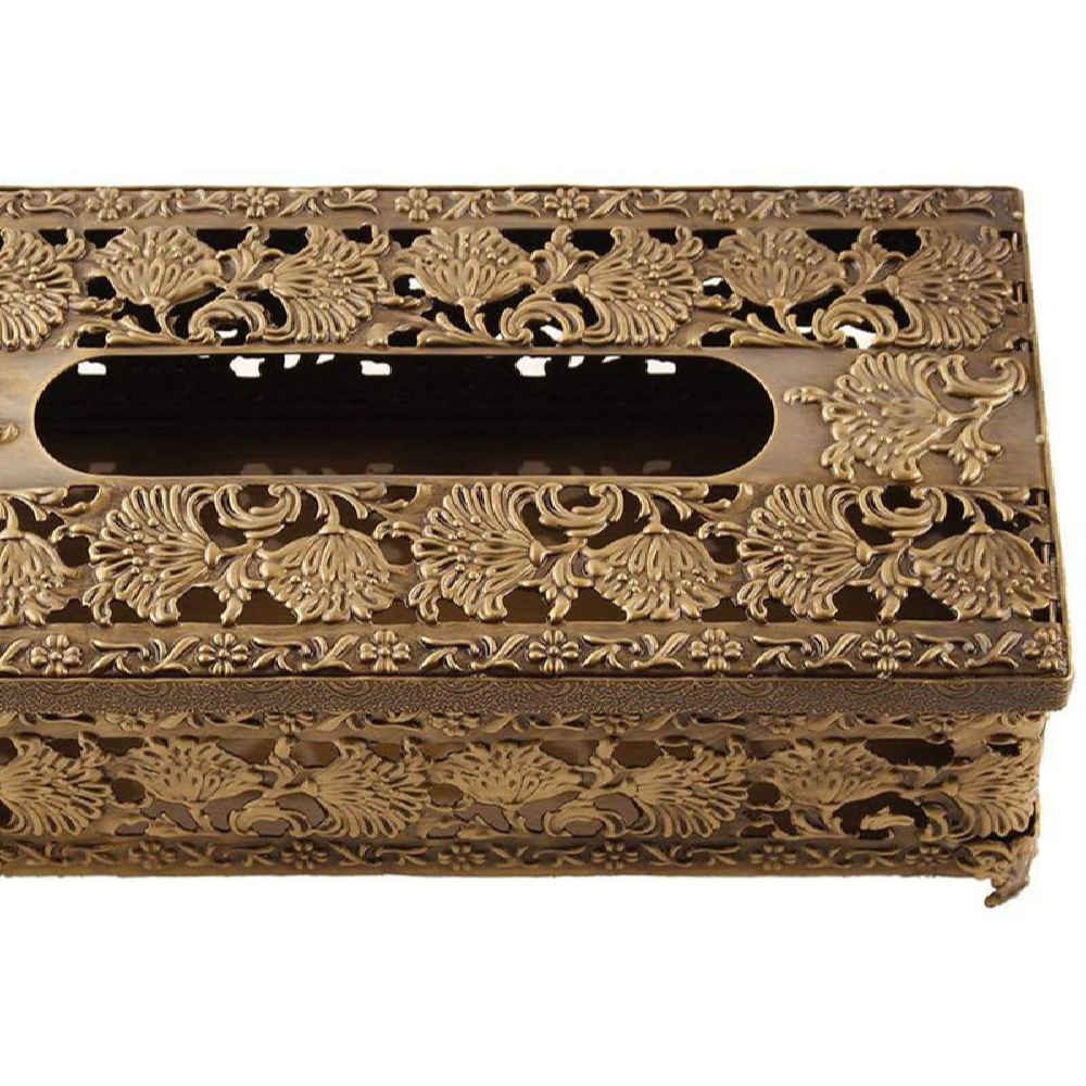 Metal Waste Basket & Tissue Box Set – Floral Design