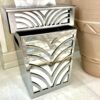 Metal Waste Basket & Tissue Box Cover With Mirror & Wood Combination