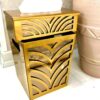 Metal Waste Basket & Tissue Box Cover With Mirror & Wood Combination
